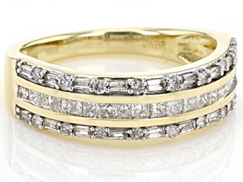 White Diamond 10k Yellow Gold Band Ring 0.50ctw