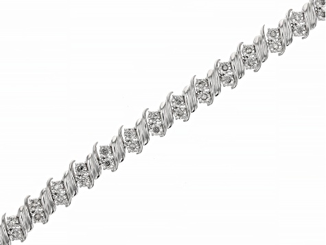 White Diamond Rhodium Over Sterling Silver Tennis Bracelet 1.00ctw
