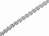 White Diamond Rhodium Over Sterling Silver Tennis Bracelet 1.00ctw