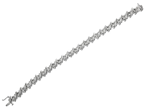 White Diamond Rhodium Over Sterling Silver Tennis Bracelet 1.00ctw