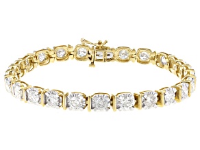 White Diamond 10k Yellow Gold Tennis Bracelet 8.00ctw