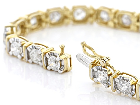 White Diamond 10k Yellow Gold Tennis Bracelet 8.00ctw