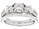White Diamond 14k White Gold 3-Stone Ring With Matching Band 1.00ctw