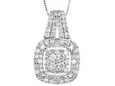 White Diamond 10k White Gold Cluster Slide Pendant With 18" Box Chain 0.95ctw