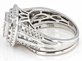 White Diamond 10k White Gold Cluster Ring With Matching Band 1.50ctw
