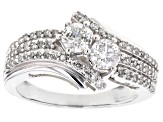 White Diamond 10k White Gold Bypass Ring 1.00ctw