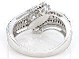 White Diamond 10k White Gold Bypass Ring 1.00ctw