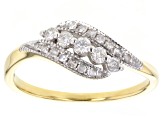 White Diamond 10k Yellow Gold Bypass Ring 0.25ctw