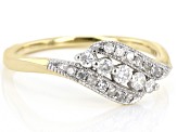 White Diamond 10k Yellow Gold Bypass Ring 0.25ctw