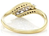 White Diamond 10k Yellow Gold Bypass Ring 0.25ctw