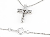 White Diamond Rhodium Over Sterling Silver Cross Slide Pendant With 18" Rope Chain 0.10ctw