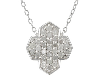 Picture of White Diamond Rhodium Over Sterling Silver Cluster Necklace 0.60ctw
