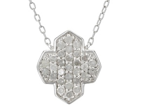 White Diamond Rhodium Over Sterling Silver Cluster Necklace 0.60ctw
