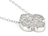 White Diamond Rhodium Over Sterling Silver Cluster Necklace 0.60ctw