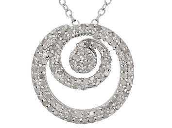 Picture of White Diamond Rhodium Over Sterling Silver Slide Pendant With 18" Cable Chain 0.70ctw
