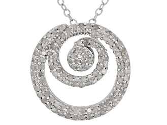 White Diamond Rhodium Over Sterling Silver Slide Pendant With 18" Cable Chain 0.70ctw