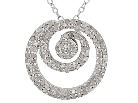 White Diamond Rhodium Over Sterling Silver Slide Pendant With 18" Cable Chain 0.70ctw