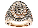 Champagne And White Diamond 10k Rose Gold Halo Cluster Ring 2.00ctw