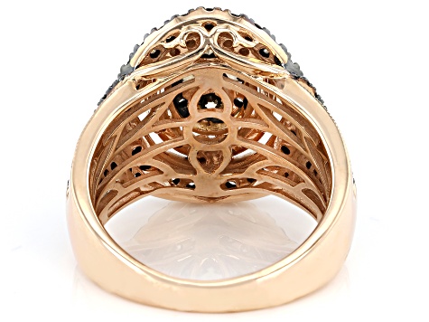 Champagne And White Diamond 10k Rose Gold Halo Cluster Ring 2.00ctw