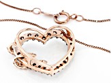 Champagne And White Diamond 10k Rose Gold Heart Slide Pendant With 18" Box Chain 1.00ctw