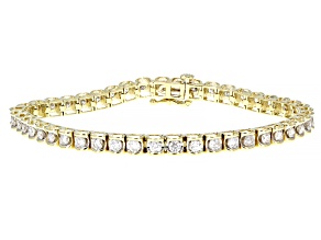 White Diamond 10k Yellow Gold Tennis Bracelet 3.00ctw