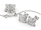White Diamond 14k White Gold Cluster Earrings And Pendant Set 1.00ctw