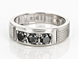 Black Diamond Platinum Over Sterling Silver Mens Band Ring 0.75ctw