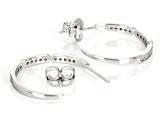 White Diamond Rhodium Over Sterling Silver J-Hoop Earrings 0.25ctw