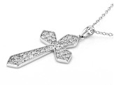 White Diamond Rhodium Over Sterling Silver Cross Cluster Pendant With 18" Cable Chain 0.65ctw