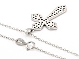 White Diamond Rhodium Over Sterling Silver Cross Cluster Pendant With 18" Cable Chain 0.65ctw