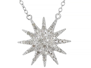 White Diamond Rhodium Over Sterling Silver Celestial Cluster Necklace 0.40ctw