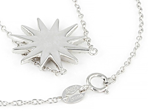 White Diamond Rhodium Over Sterling Silver Celestial Cluster Necklace  0.40ctw - DOE167