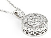 White Diamond 10k White Gold Cluster Pendant With 18" Rope Chain 0.25ctw