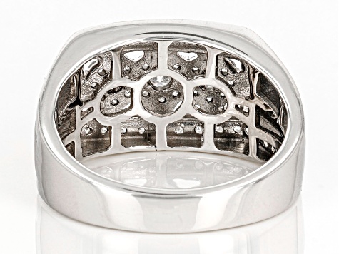 White Diamond 10k White Gold Mens Cluster Ring 1.00ctw