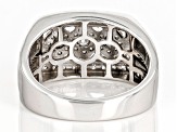 White Diamond 10k White Gold Mens Cluster Ring 1.00ctw