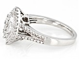 White Diamond Rhodium Over Sterling Silver Cluster Ring 0.25ctw