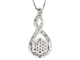 White Diamond Rhodium Over Sterling Silver Slide Pendant With 18" Box Chain 0.25ctw