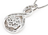 White Diamond Rhodium Over Sterling Silver Slide Pendant With 18" Box Chain 0.25ctw