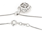 White Diamond Rhodium Over Sterling Silver Halo Pendant With 18" Box Chain 0.25ctw