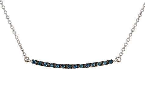 Blue Diamond Rhodium Over Sterling Silver Necklace 0.25ctw