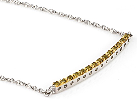Yellow Diamond Rhodium Over Sterling Silver Necklace 0.25ctw