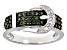 Green And White Diamond Rhodium Over Sterling Silver Buckle Ring 0.25ctw