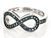 Blue Diamond Rhodium Over Sterling Silver Infinity Ring 0.25ctw