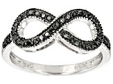 Black Diamond Rhodium Over Sterling Silver Infinity Ring 0.25ctw