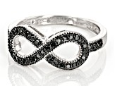 Black Diamond Rhodium Over Sterling Silver Infinity Ring 0.25ctw