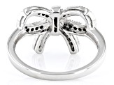 Black Diamond Rhodium Over Sterling Silver Bow Ring 0.25ctw