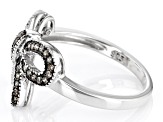 Champagne Diamond Rhodium Over Sterling Silver Bow Ring 0.25ctw