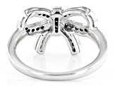 Champagne Diamond Rhodium Over Sterling Silver Bow Ring 0.25ctw