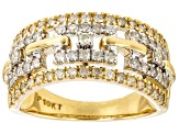 White Diamond 10k Yellow Gold Band Ring 0.75ctw