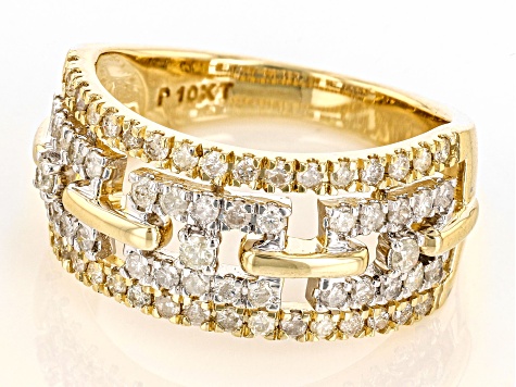 White Diamond 10k Yellow Gold Band Ring 0.75ctw